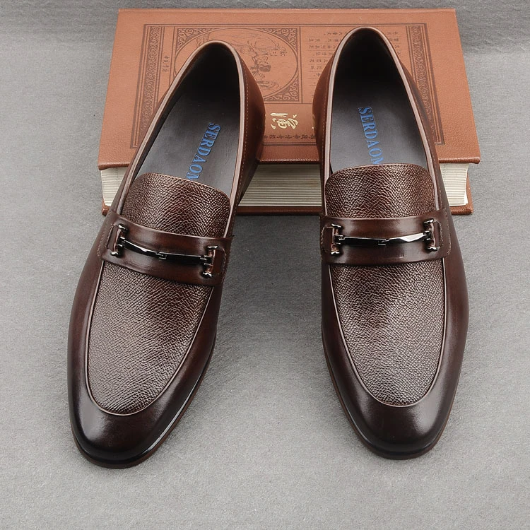 2025新款韩版休闲皮鞋懒人一脚蹬套脚男鞋潮流乐福皮鞋透气商务鞋