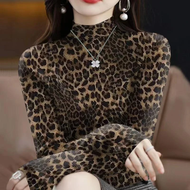 新品上新~高档面料女装2025新款秋冬减龄半高领长袖遮肚T恤女上衣