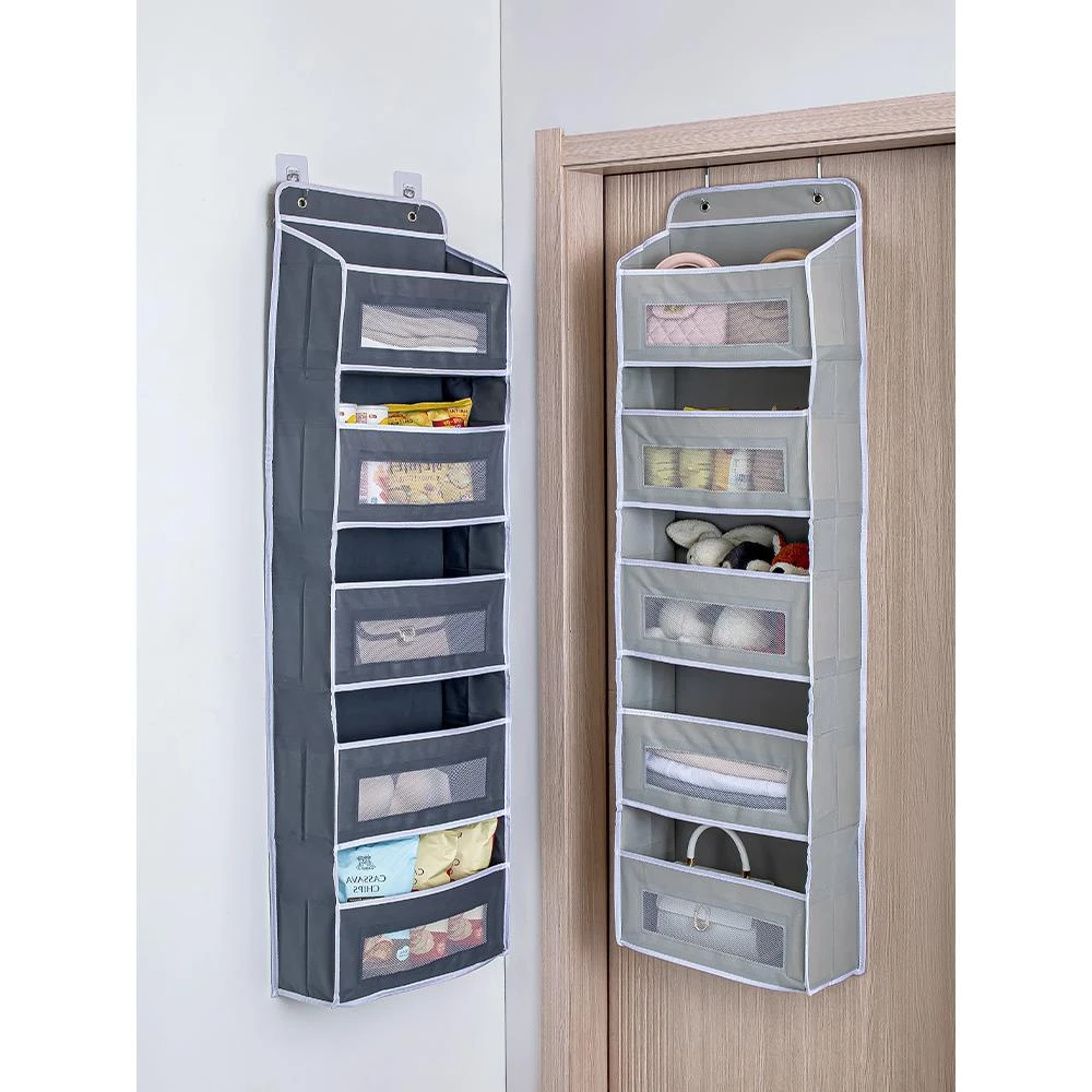 门后收纳挂袋卧室衣柜墙上壁挂式网兜床头床边玩偶娃娃布艺置物袋