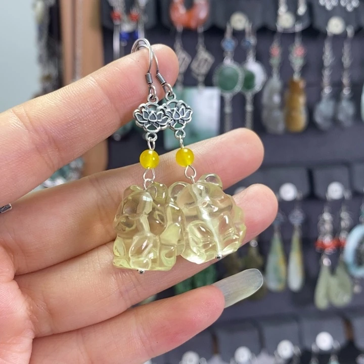 水晶耳饰银S925镶嵌白****nX22