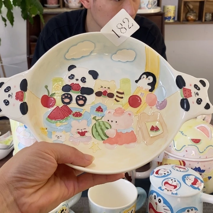 瓷片景德镇釉下彩手绘