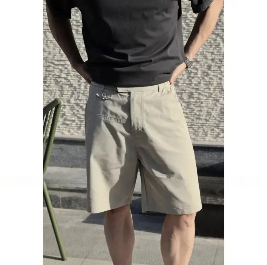 盛夏都市‘INS极简高质感棉混纺百搭通勤宽松休闲短裤夏季薄款纯色