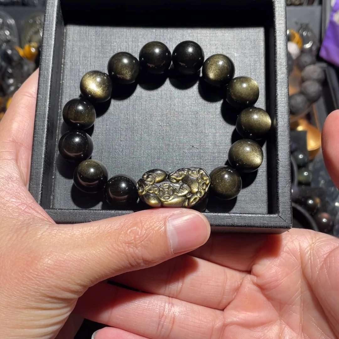 黑曜岩手串未镶嵌-***—