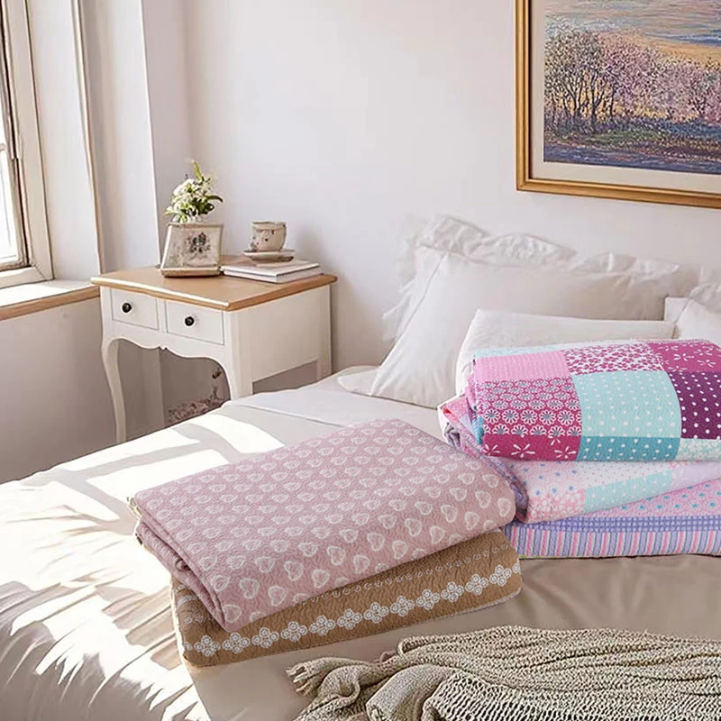 外贸韩式绗缝被床盖单件双人单人夹棉床单多功能软装薄盖被空调被