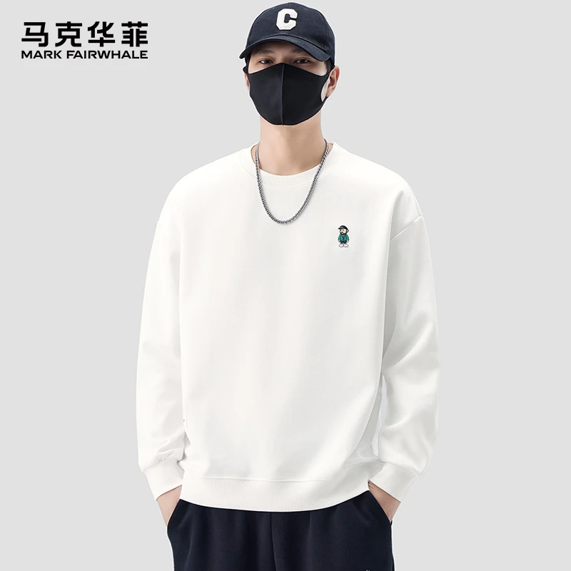 MARK FAIRWHALE/马克华菲潮玩圆领刺绣卫衣男春秋款长袖百搭上衣