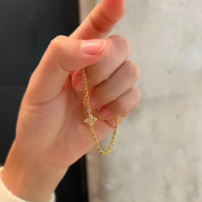 铜合金手链 小众设计金色细手链ins风星星手链情侣款百搭手链饰品