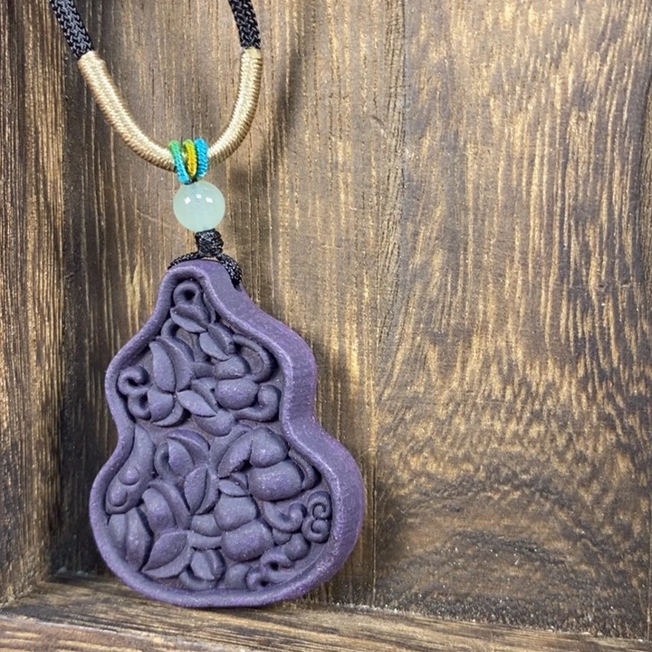 泥塑紫气东来葫芦牌成品脖挂