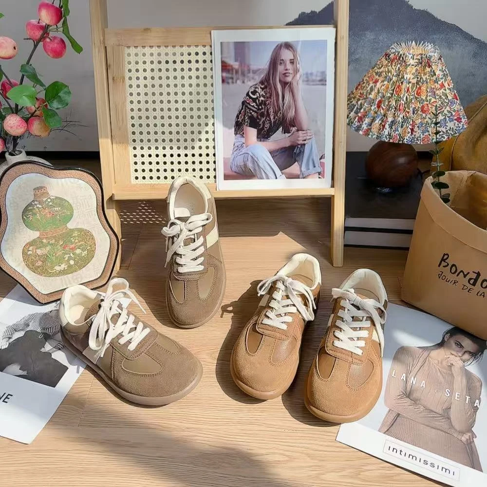 2507新款系带软底舒适百搭圆头时尚德训休闲鞋仓