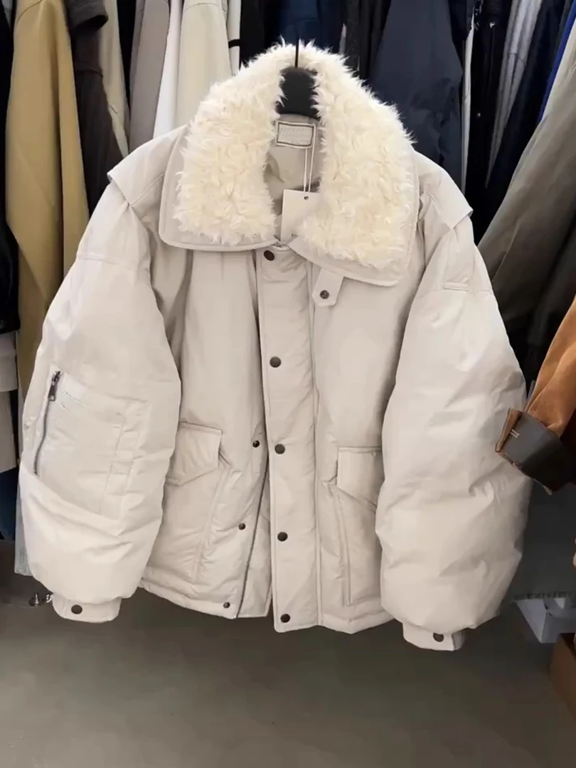 2025冬季新款气质时尚毛领工装棉服女装设计感保暖内胆派克服外套