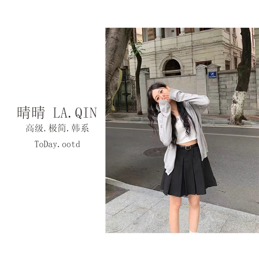 晴晴家-【艺术旅途】早春韩系左胸爱心刺绣圆领单排扣开衫外套673