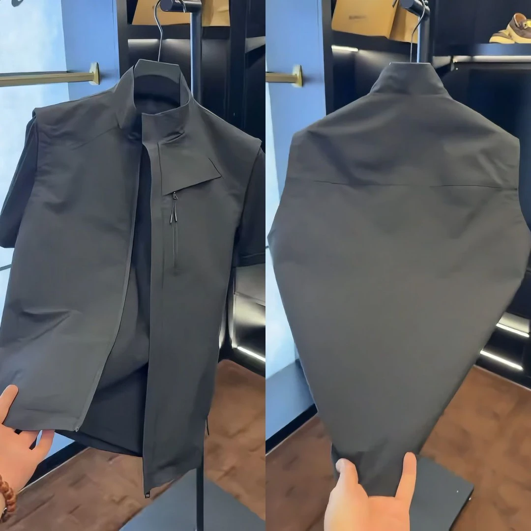 秋季新款男士外套百搭无袖休闲户外立领时尚立领拼色男士户外外套