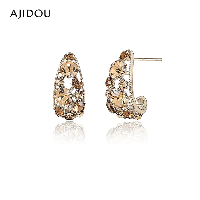 合金仿水晶耳饰 AJIDOU阿吉豆耳饰女款精致轻奢耳钉复古耳圈【CB】