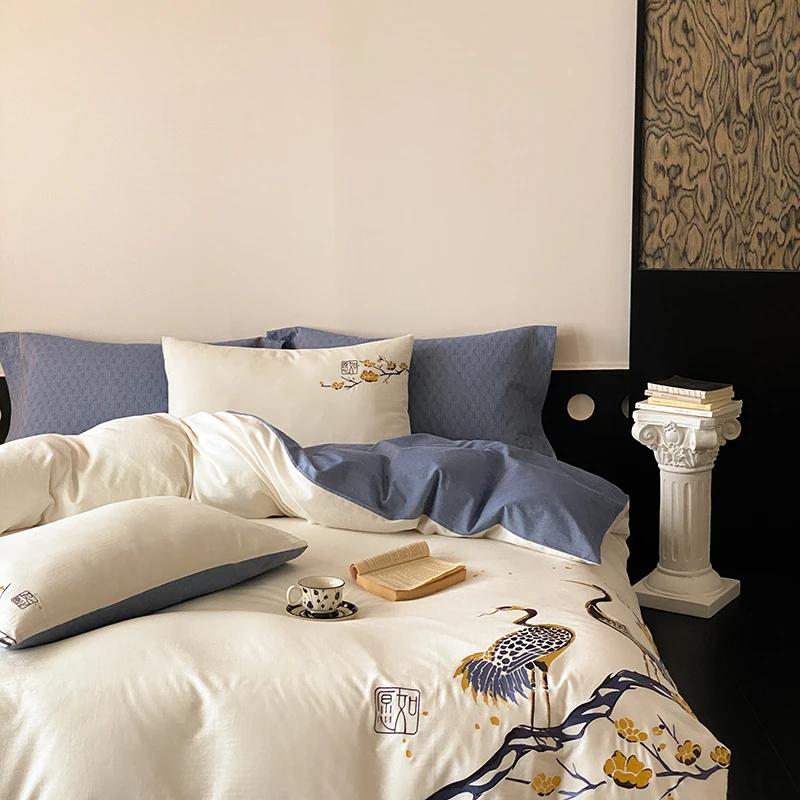 2024新款40S水洗棉刺绣四件套-如愿