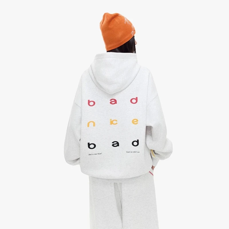 NIECBAD(原WORKSOUT)彩色不规则撞色卫衣男女款美式重磅连帽外套