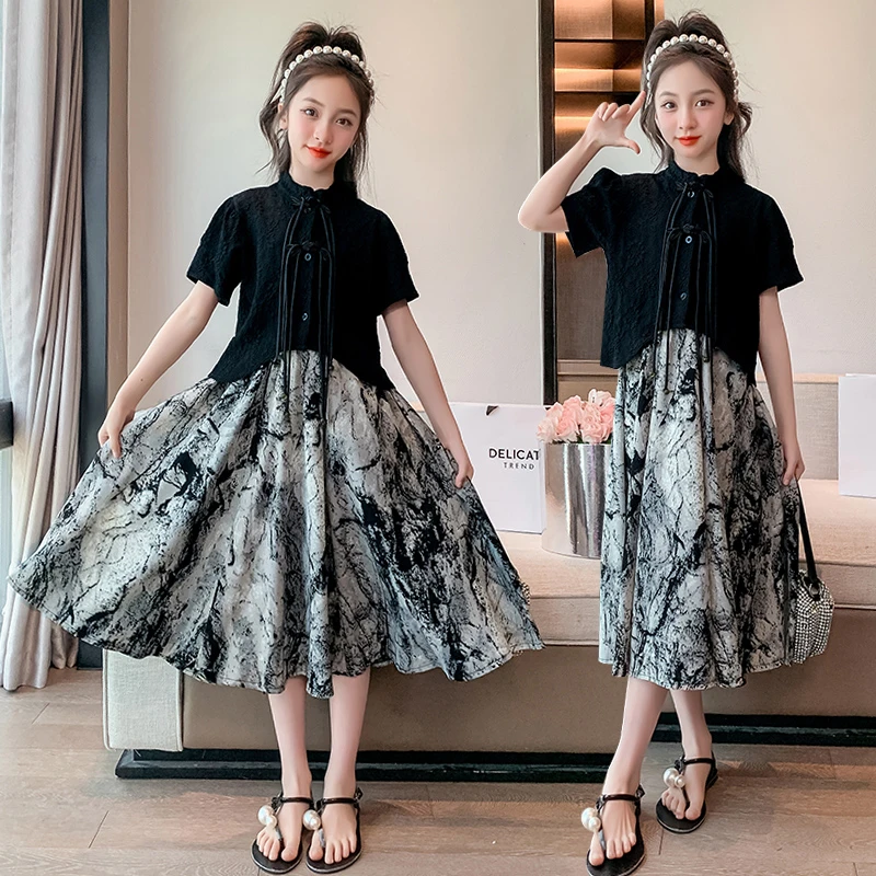 女童夏季半身裙古装时尚潮流两件套新款可爱夏装中大童韩版复古