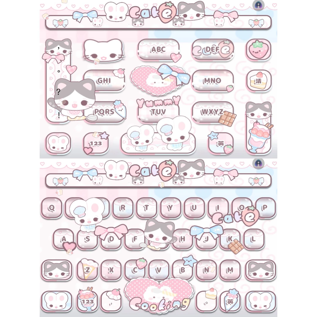 猫咪甜点兔/ios苹果安卓百度输入法皮肤键盘美化白肚皮双系统/467