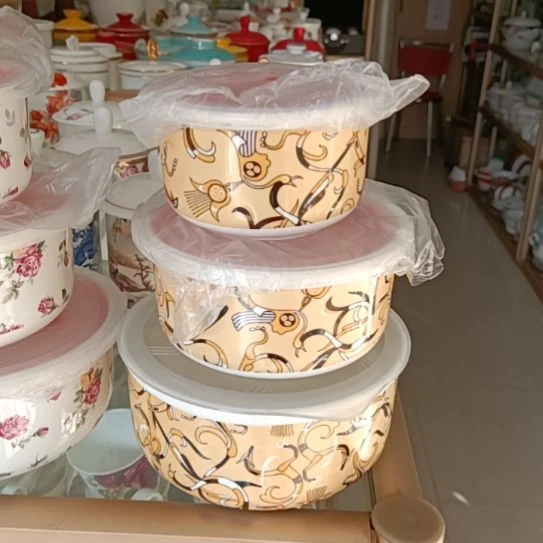 新疆西藏包邮马戏团骨质瓷三件套保鲜碗