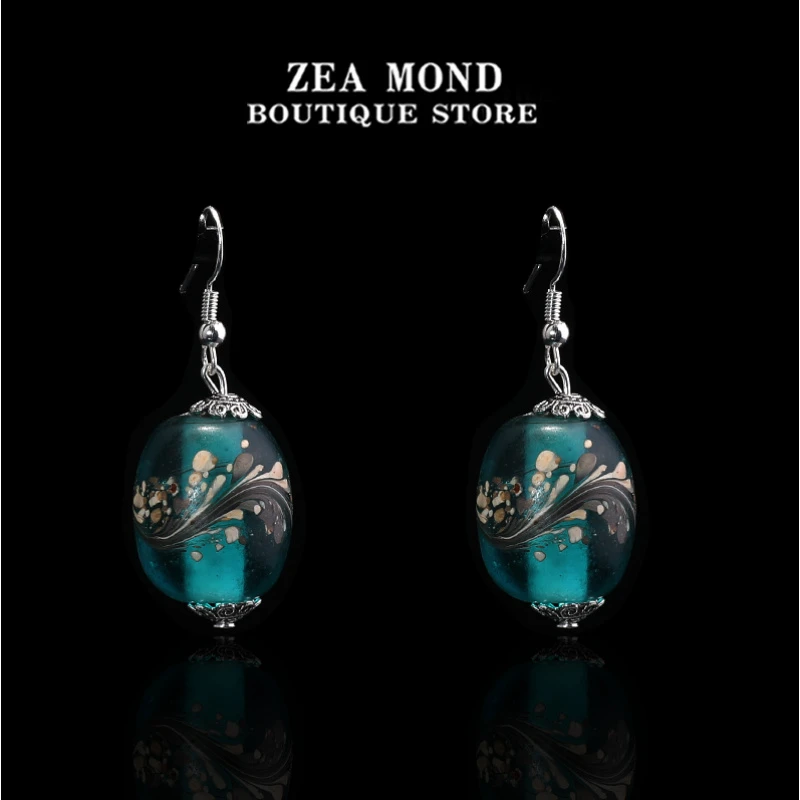 铜合金琉璃耳饰 ZEA MOND国风凤尾琉璃气质百搭耳环SL-ZH-1