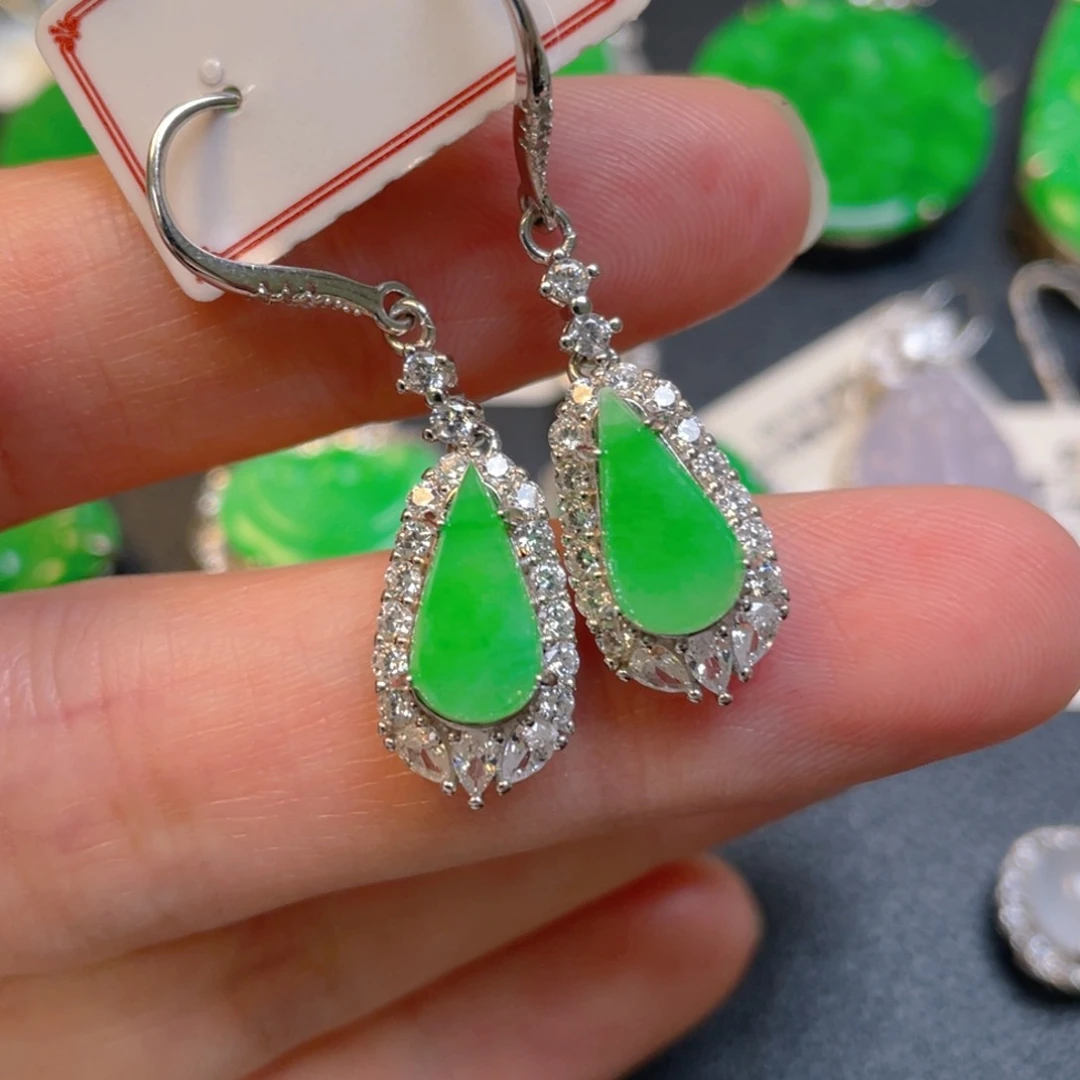 翡翠银S925镶嵌吊坠(不含链)耳坠