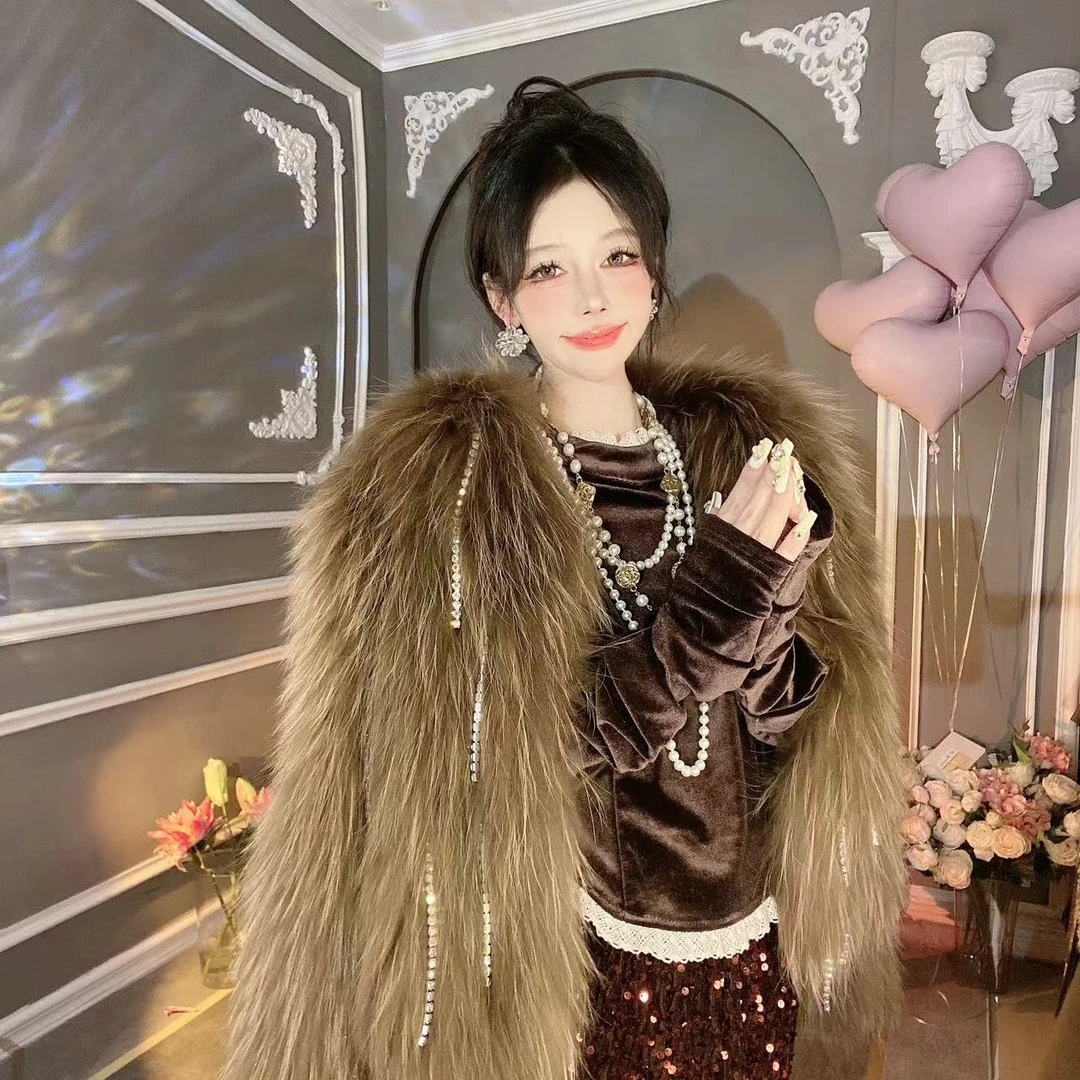 【崔】太妃糖 设计师款美拉德穿搭小香风高级感毛毛外套 11093气质