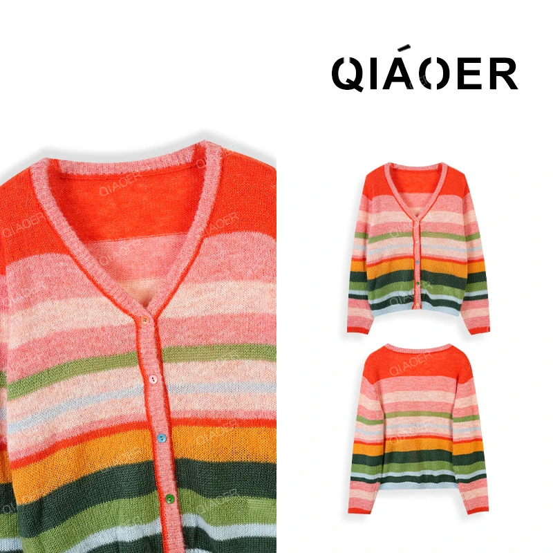 乔儿定制【怦然心动】拉毛羊毛开衫V领慵懒氛围感减龄新款针织开衫