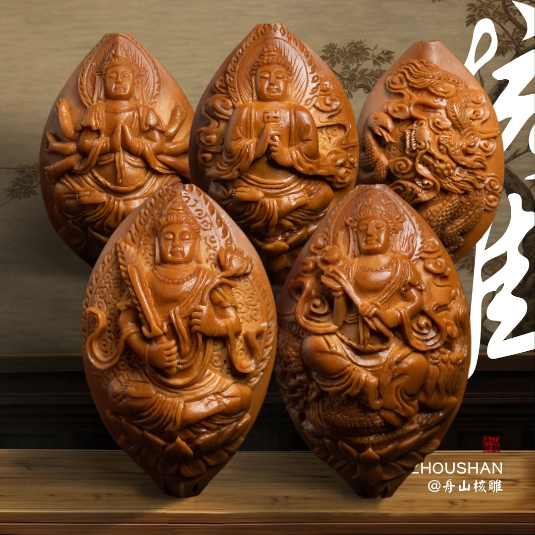 满工大籽橄榄核雕十二生肖守护神核雕手持长串纯手工雕刻文玩手串