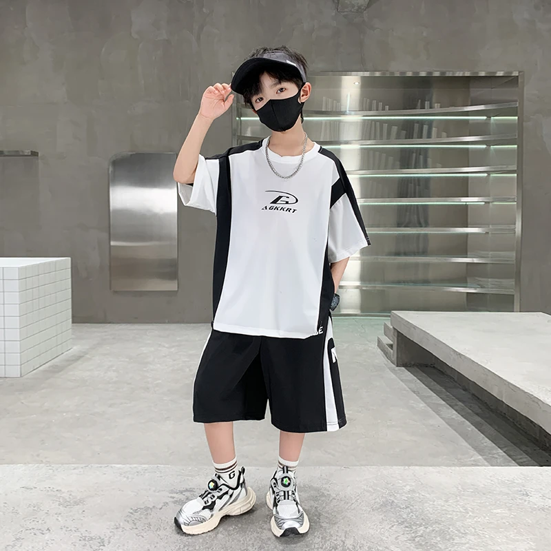 男童夏装套装2025新款速干透气冰凉感衣服中大童男孩夏季潮酷童装