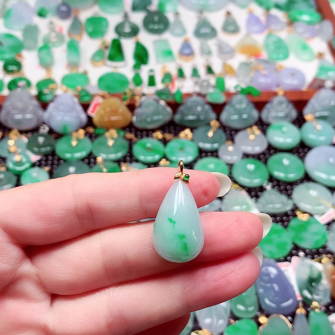 翡翠18K金镶嵌吊坠(不含链)