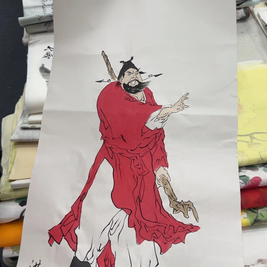 国画卖字画的小帅哥