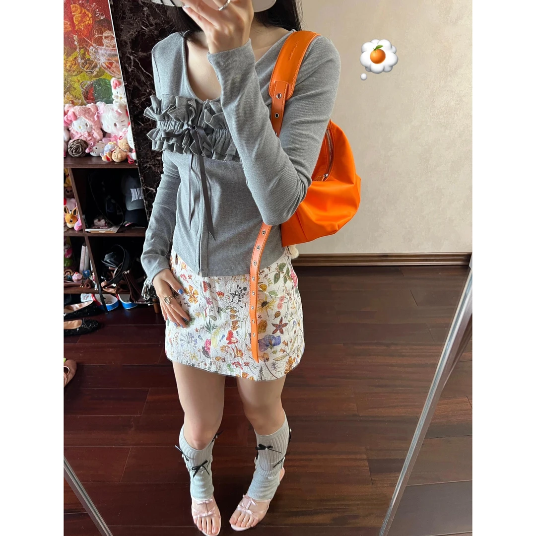 美式覆古立体剪裁提花小碎花短裙子夏季新款ins潮辣妹纯欲短裙裤