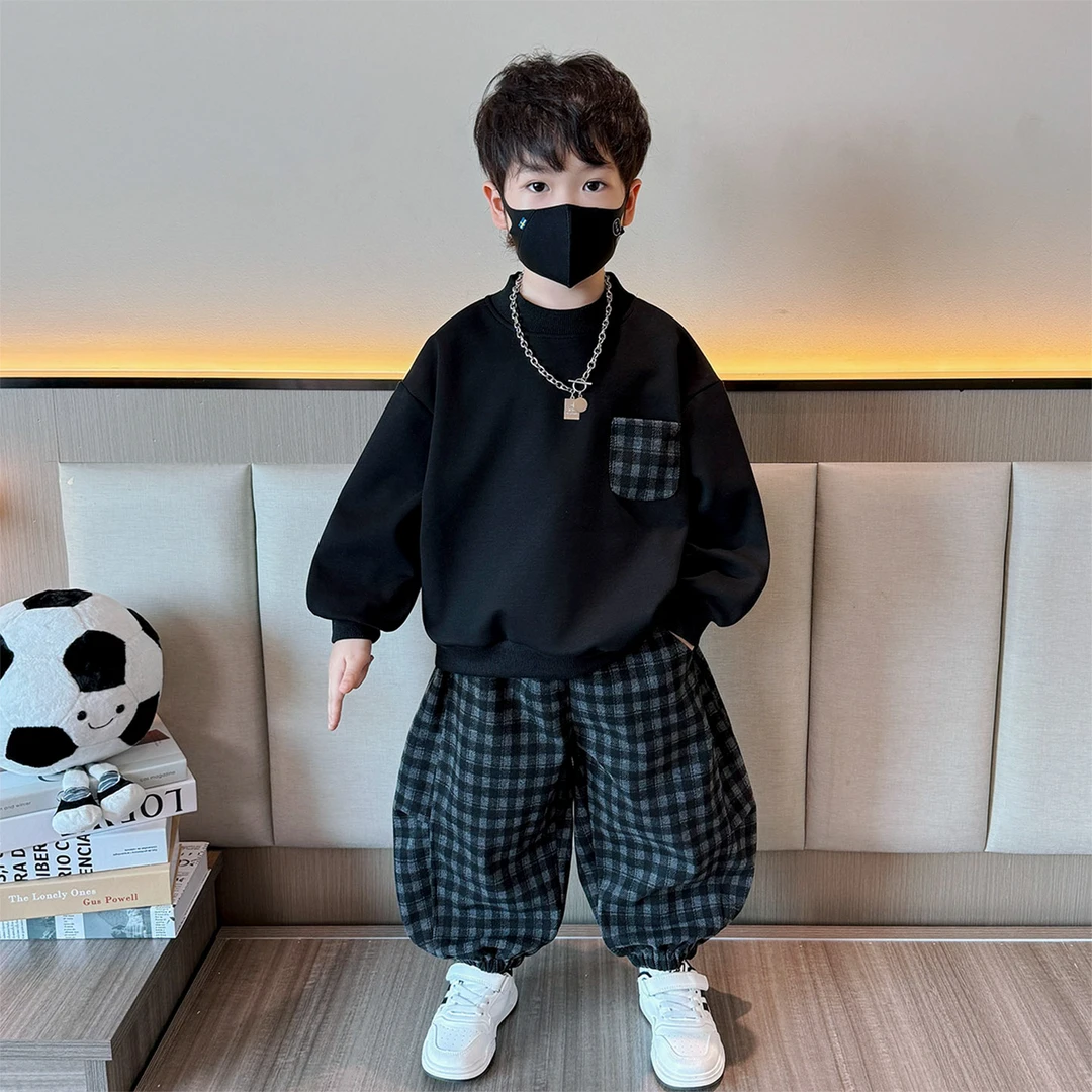 男童秋装套装2025新款儿童装洋气时髦卫衣帅宝宝春秋季休闲衣服潮