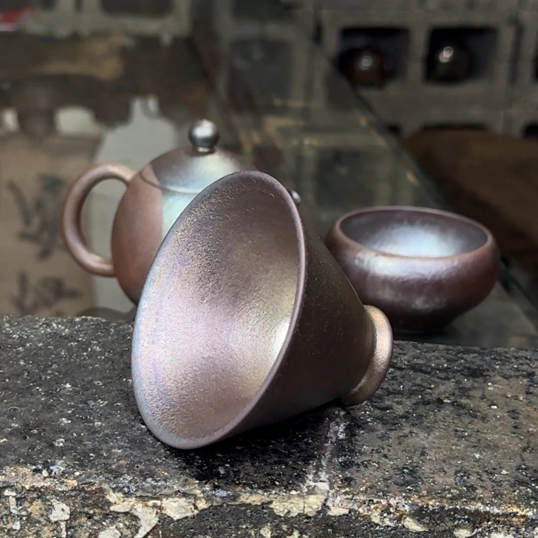 建水紫陶紫泥柴烧茶具主人杯