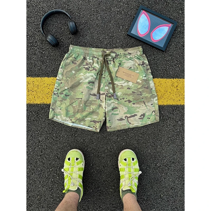 美式四分迷彩短裤男款夏季潮牌运动裤子山系户外跑步训练四分中裤