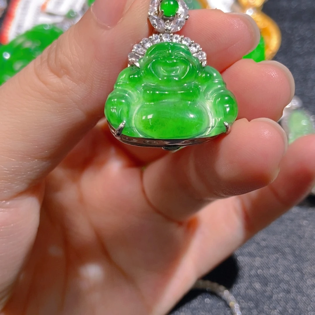 翡翠银S925镶嵌吊坠(不含链)