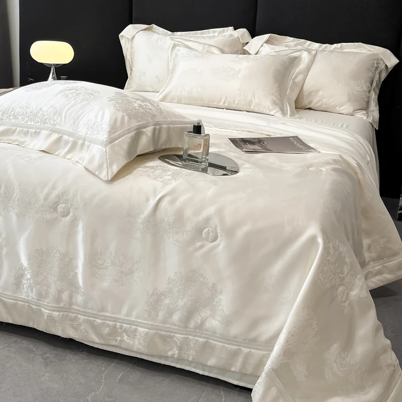 轻奢冰丝夏凉被四件套夏季可机洗空调被丝滑凉感丝双人床薄被床品