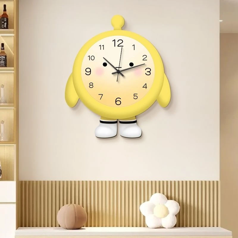 蛋仔派对创意时钟装饰画可爱卡通儿童房卧室静音挂钟2024钟表画