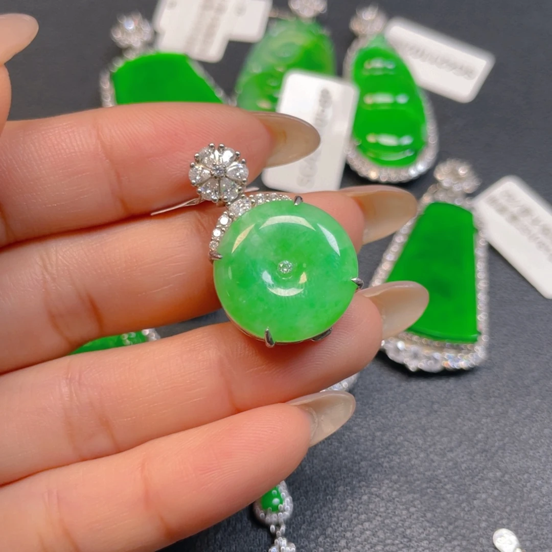 翡翠银S925镶嵌挂件