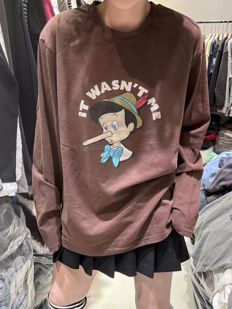 韩版卡通皮诺曹棉T恤