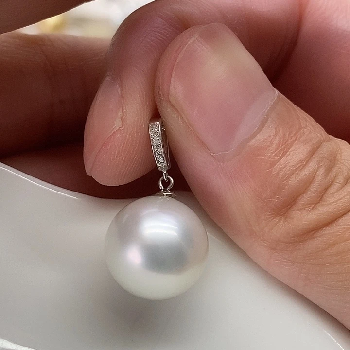 海水珍珠18K金镶嵌吊坠(不含链)