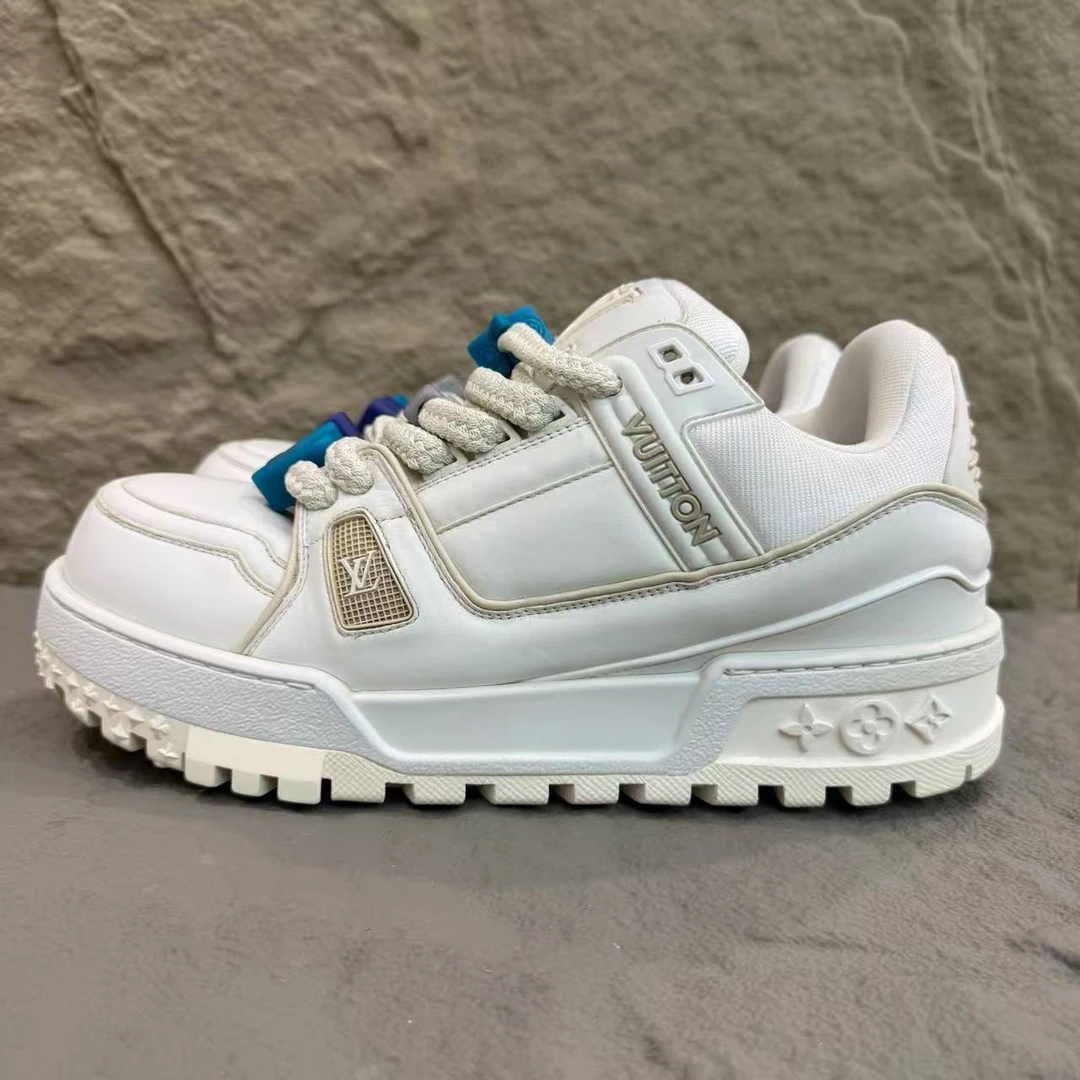 99新 LouisVuitton/路易威登 Lv Trainer Maxi纯白胖丁42码/7码
