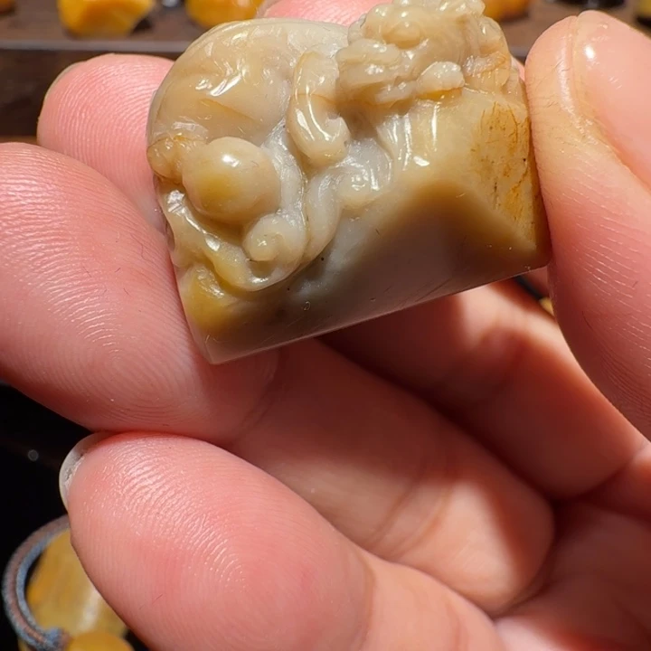 寿山石印石寿山田黄古兽印章银裹金