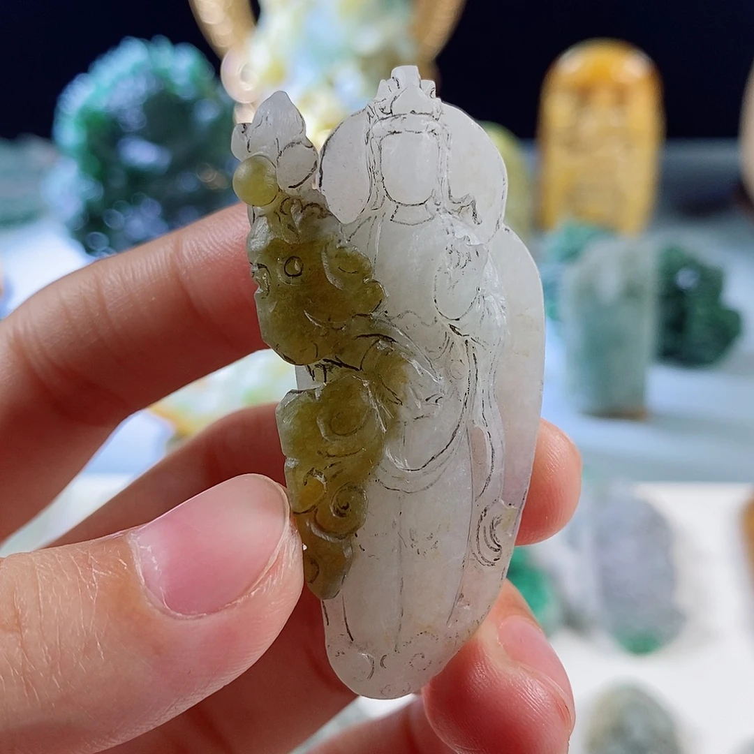 定制翡翠未镶嵌天然a货翡翠站观音