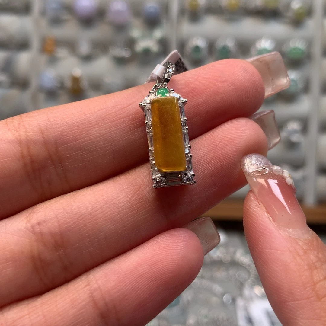 翡翠戒指银S925镶嵌木**木吊坠44