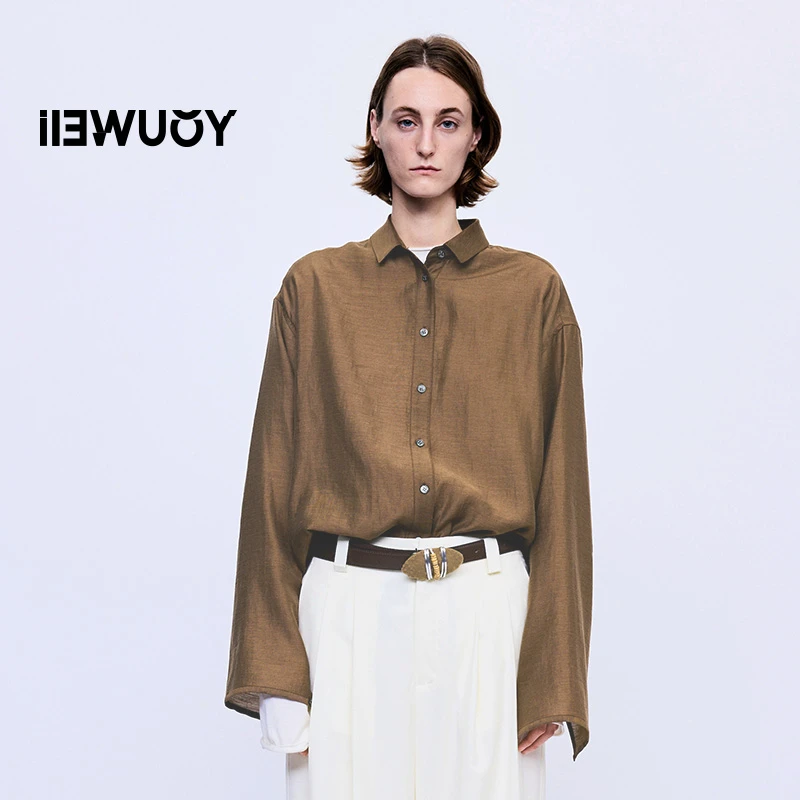 有尾YOUWEI 2025早秋上新 风感混纱方领衬衫（含毛袖套） Y1625320