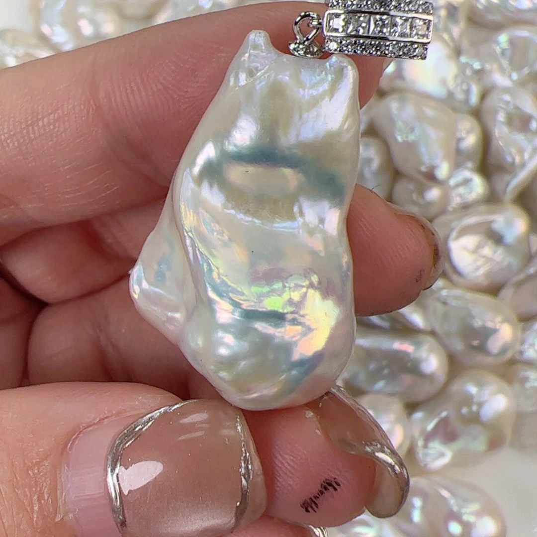 淡水珍珠吊坠(不含链)银S925镶嵌一**富