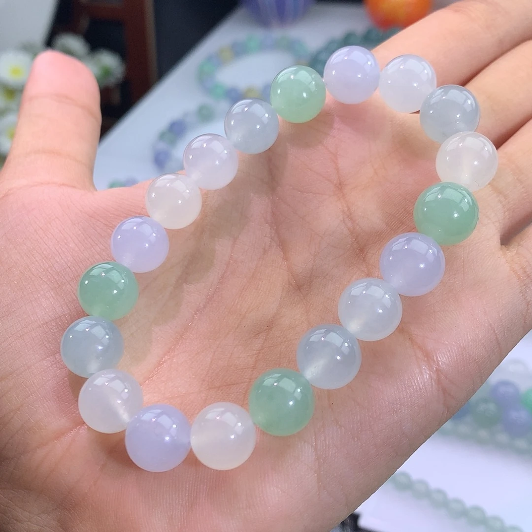 翡翠未镶嵌手链18号 甜美冰多宝手串
