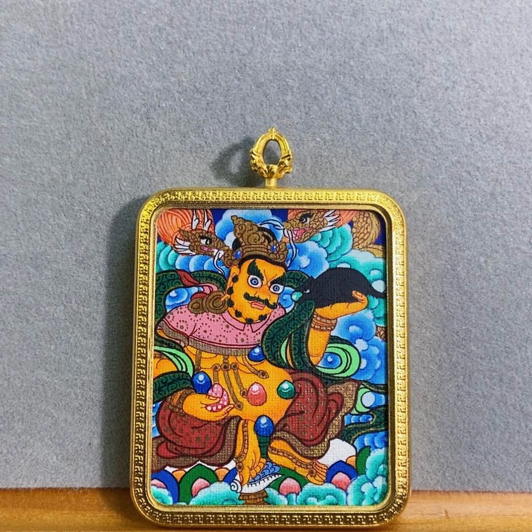 吊坠纯手绘唐卡黄财神