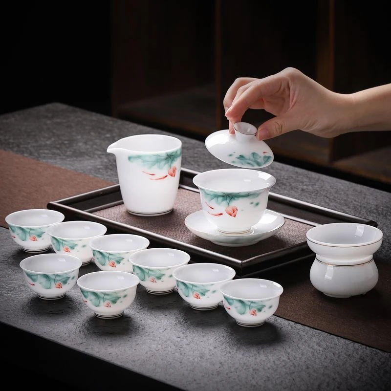 德化白瓷茶具高端冰种玉瓷茶具功夫茶具家用套装