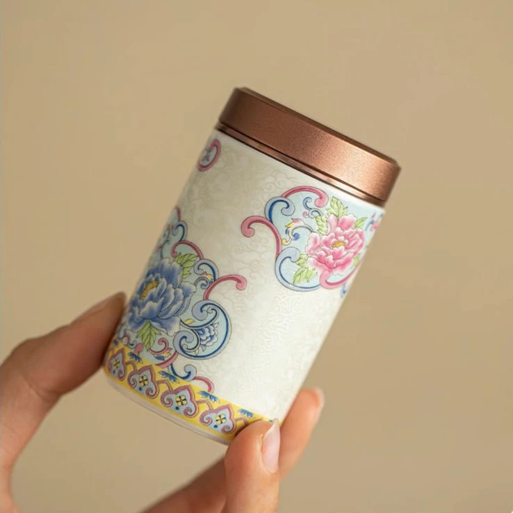 便携直筒复古中国风茶叶罐锡盖密封家用旅行123