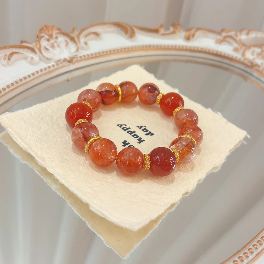 Alando/阿兰朵 S12-10血色胶花 水晶手串 （15-16mm）